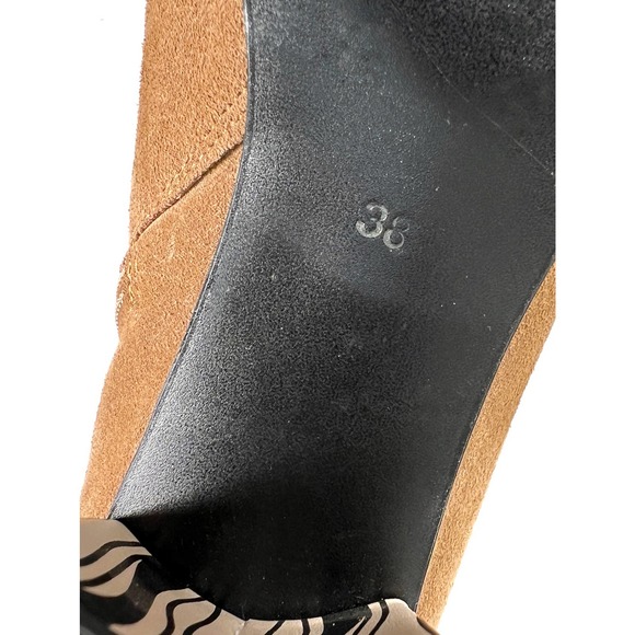 Hermes Women’s Tan Suede Knee High Boots Retro Block Heel Size 38 - Picture 5 of 8